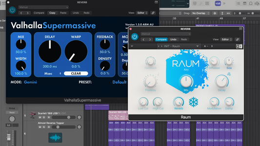 Reverb VST ValhallaSupermassive and RAUM in Logic pro x DAW