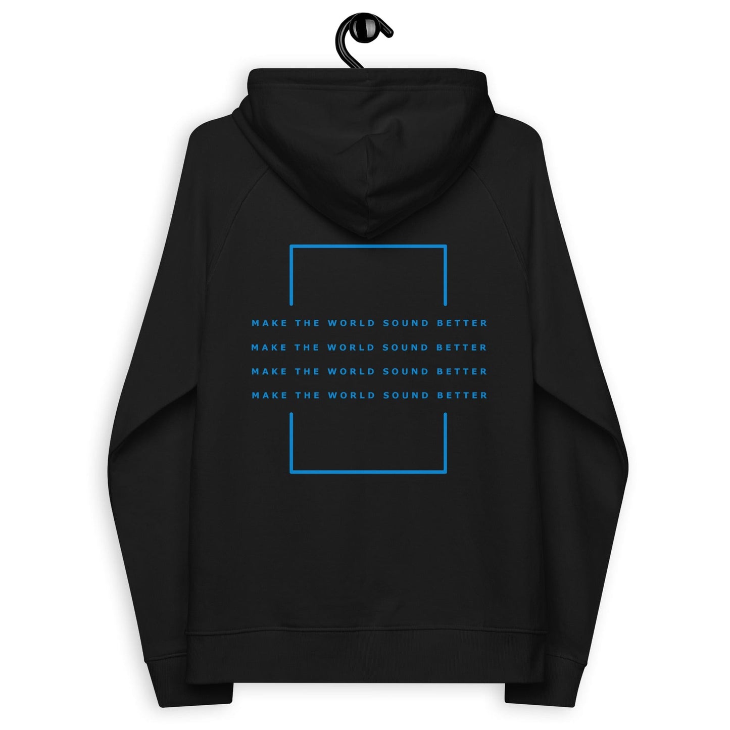 make the world sound better blue print hoodie from the back